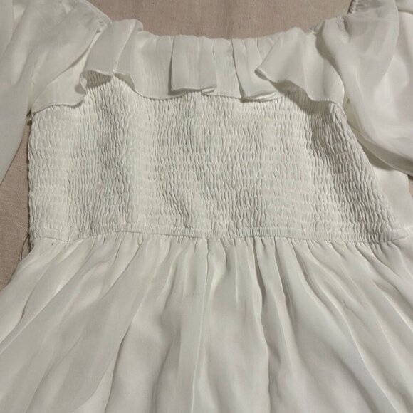 White Off-Shoulder Chiffon Dress with Ruffle Detail - Size M, New with Tags - Picture 8 of 8
